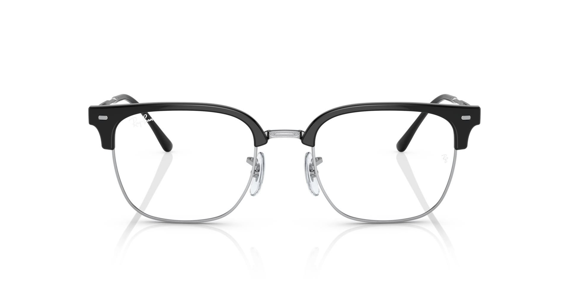 Ray-Ban RB7216 NEW CLUBMASTER OPTICS Black On Silver, Size: L