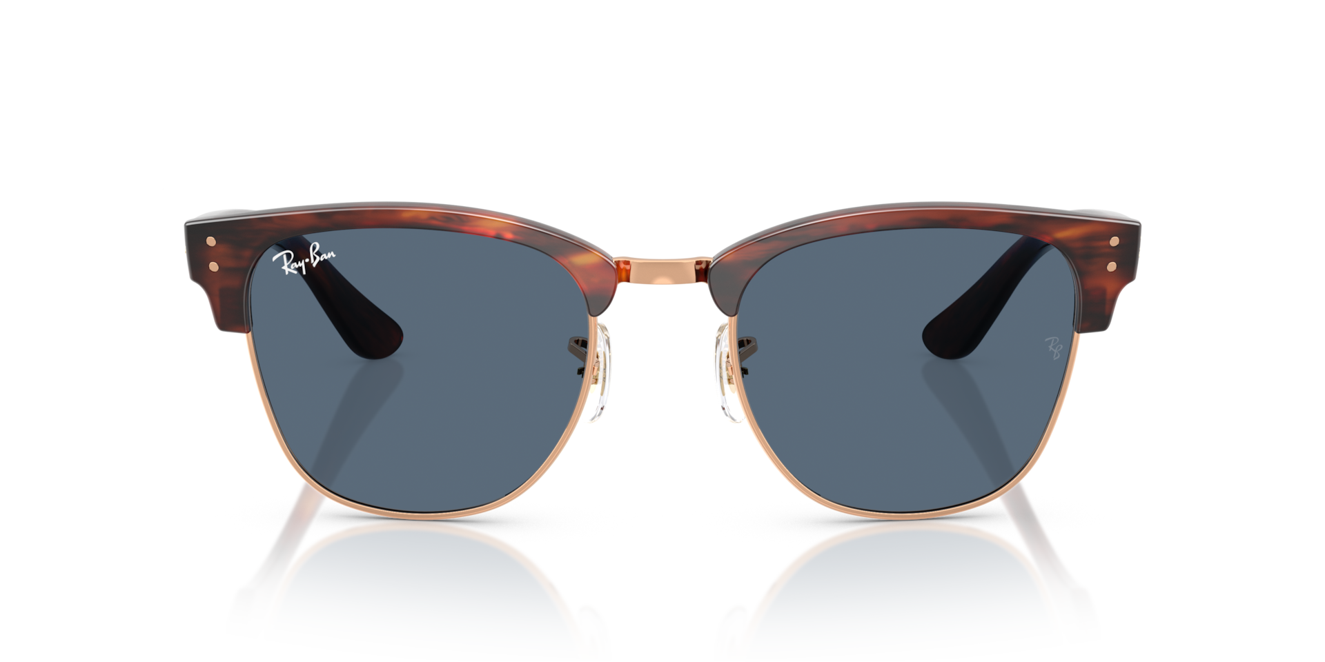 Ray-Ban RBR0504S CLUBMASTER REVERSE Striped Havana On Rose Gold, Size: L